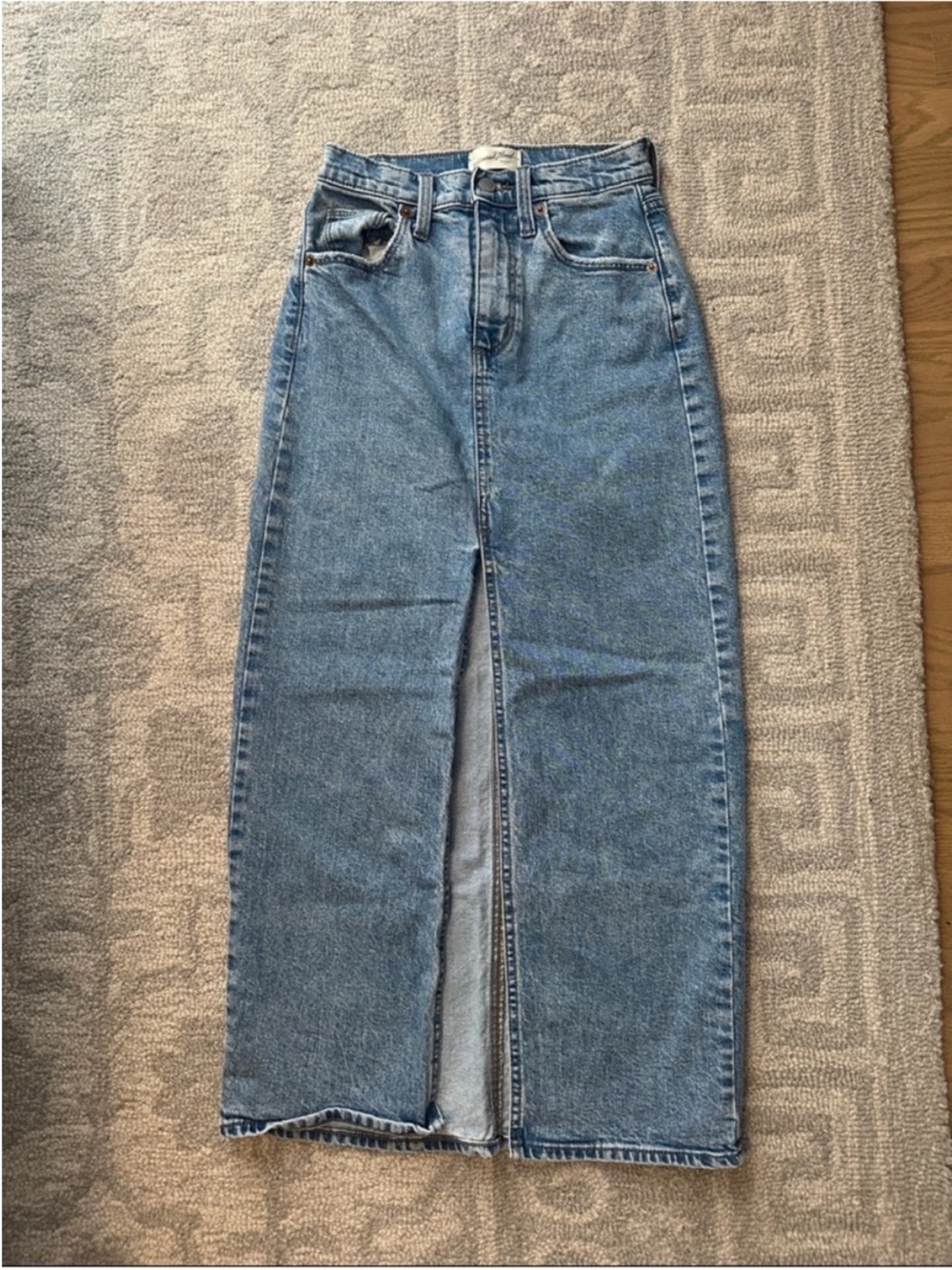 Universal Thread Maxi Denim Front-Slit Skirt | 00